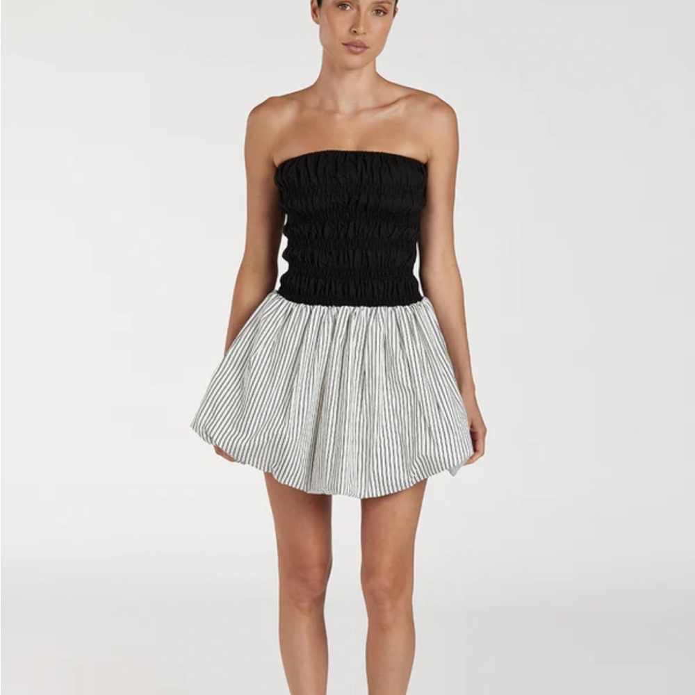 Black and White Strapless Dress